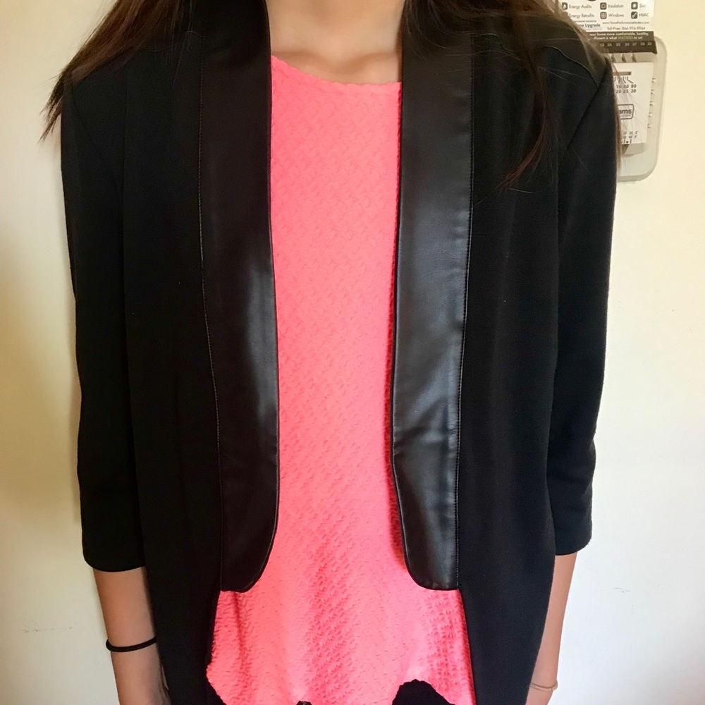 LabWorks faux leather 3/4 sleeve blazer